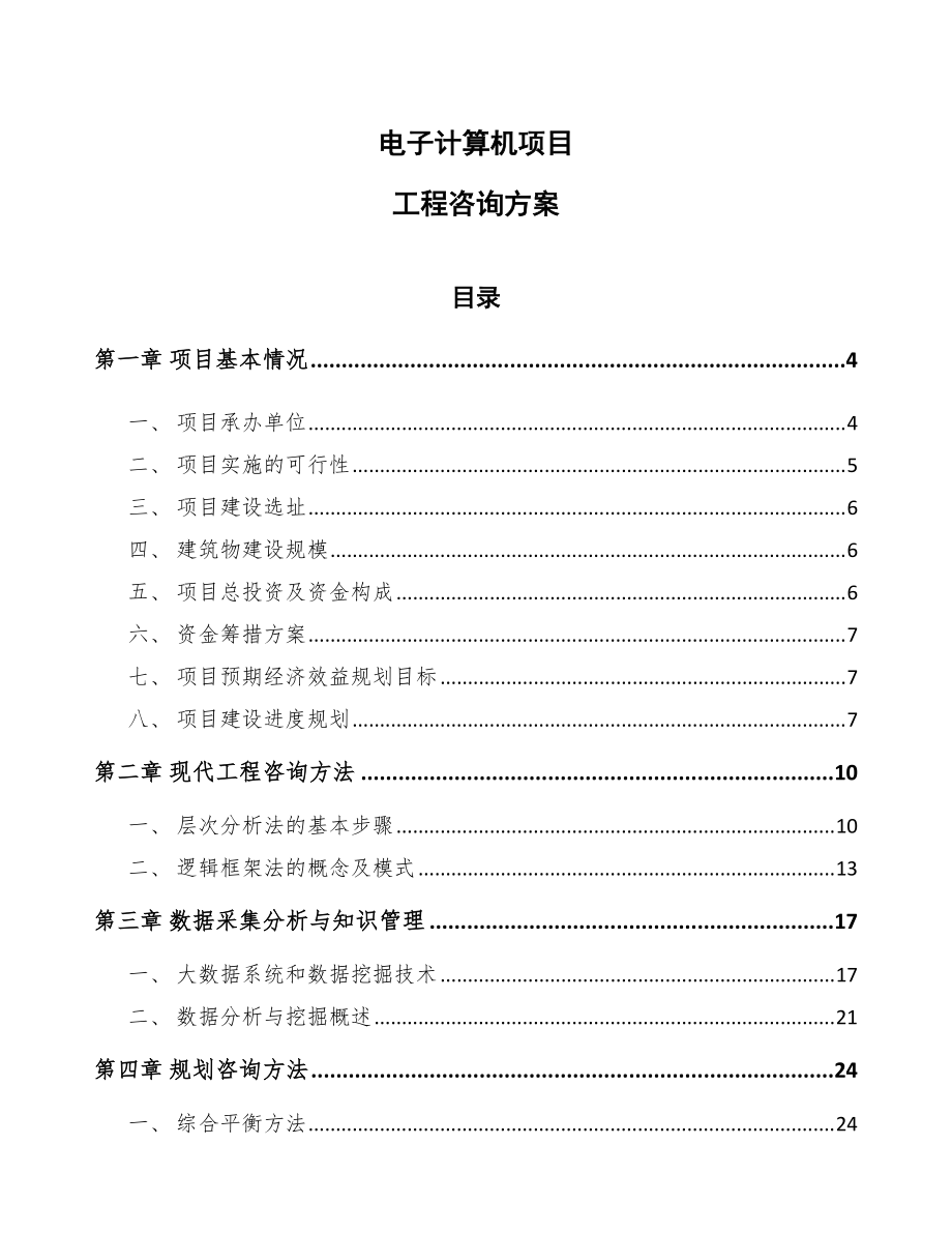 電子計算機項目工程咨詢方案（模板）